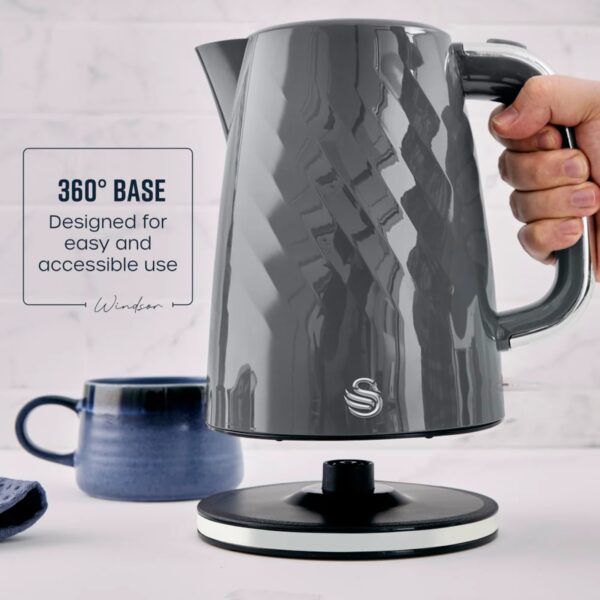 Swan SK14611GRY Windsor 1.7L Textured Kettle Grey - Image 3