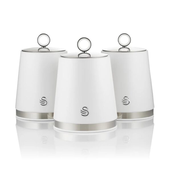 Swan Serenity Set Of 3 Canisters White