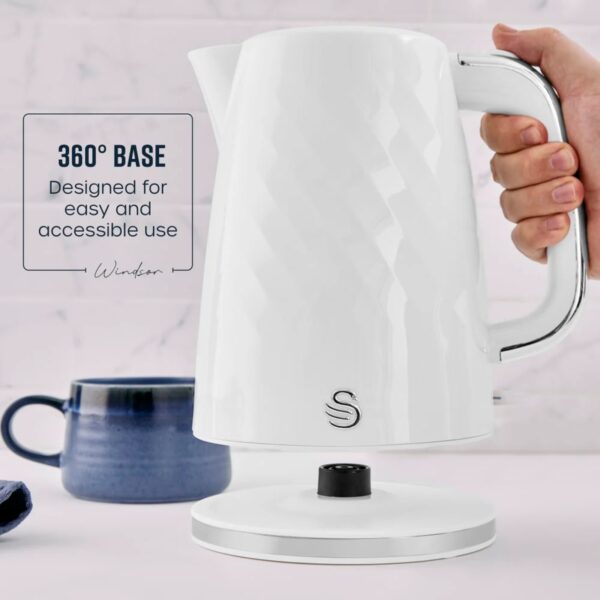 Swan SK14611WHT Windsor 1.7L Textured Kettle White - Image 3