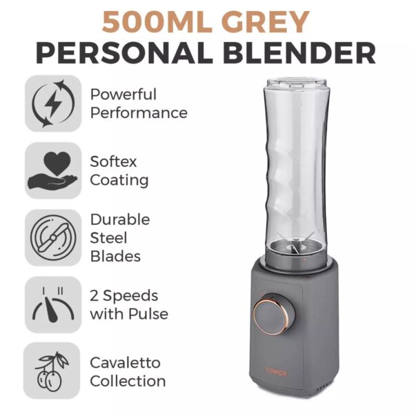 Tower T12060RGG Cavaletto Rose Gold 300W Personal Blender Grey - Image 2