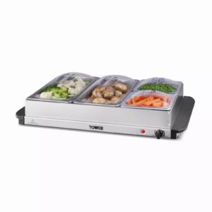 Tower T16151 4 Tray Buffet Server And Plate Warmer Tower 4 Tray Buffet Server And Plate Warmer