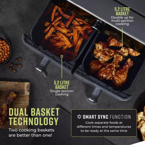 Tower T17138 Vortx Elite 10.4L Dual Basket Digital Air Fryer - Image 2