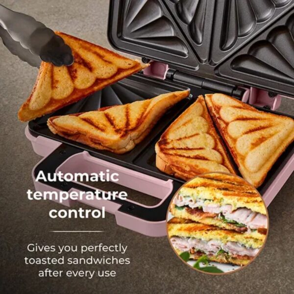 Tower T27036PNK Cavaletto Rose Gold Edition Deep Filled Sandwich Maker Pink - Image 3