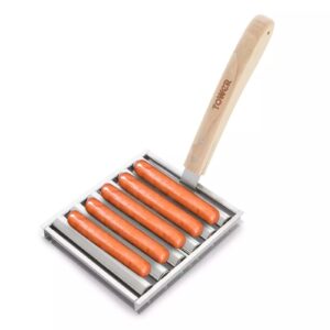 Tower Hot Dog Roller With Wooden Handle Stainless Steel