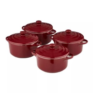 Barbary & Oak BO875008RED Stoneware 4 Mini Casserole Dish Set Red Barbary & Oak Stoneware 4 Mini Casserole Dish Set Red