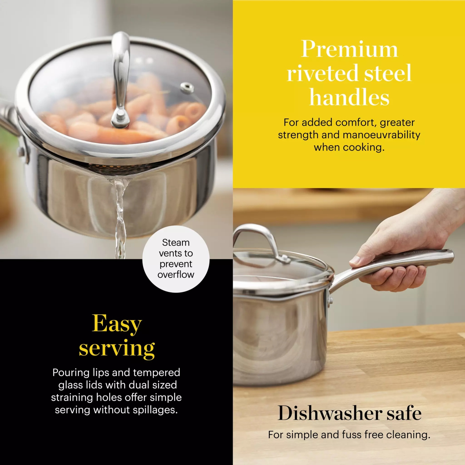 Goodfood GF900276 TriPly 5 Piece Cookware Set Stainless Steel Goodfood GF900276 TriPly 5 Piece Cookware Set Stainless Steel - Image 3