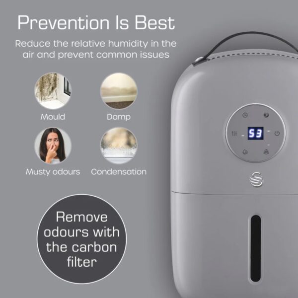 Swan SH16501 5L Retro Dehumidifier Grey - Image 2