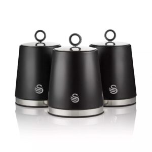 Swan Serenity Set of 3 Canisters Black