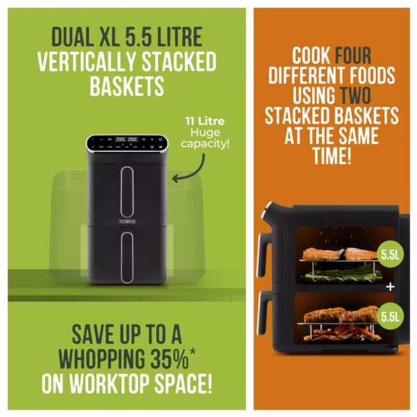 Tower T17190 11L Dual Layer Air Fryer Black - Image 2