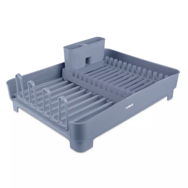 Tower Plastic Dish Rack With Removable Cutlery Holder Grey