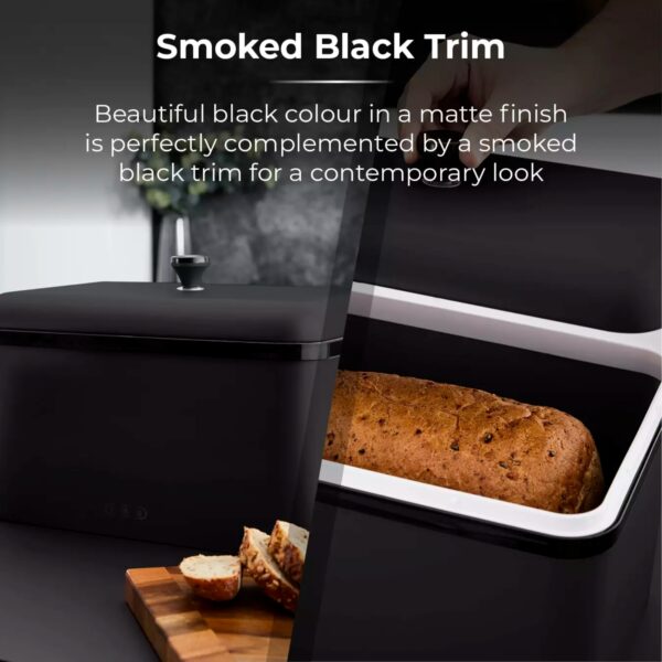 Tower T826136BLK Sera Bread Bin with Smoked Trim Black - Image 3