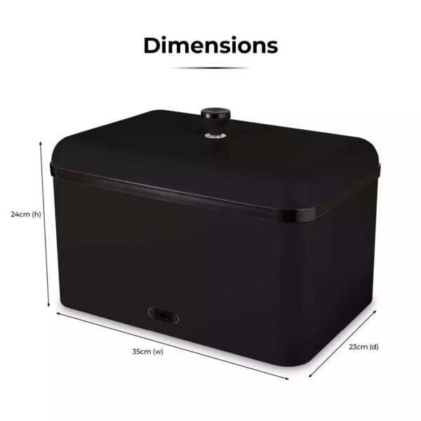 Tower T826136BLK Sera Bread Bin with Smoked Trim Black - Image 4