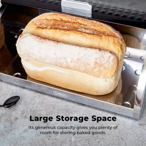 Tower T826206BLK Solitaire Roll Top Bread Bin Black - Image 2