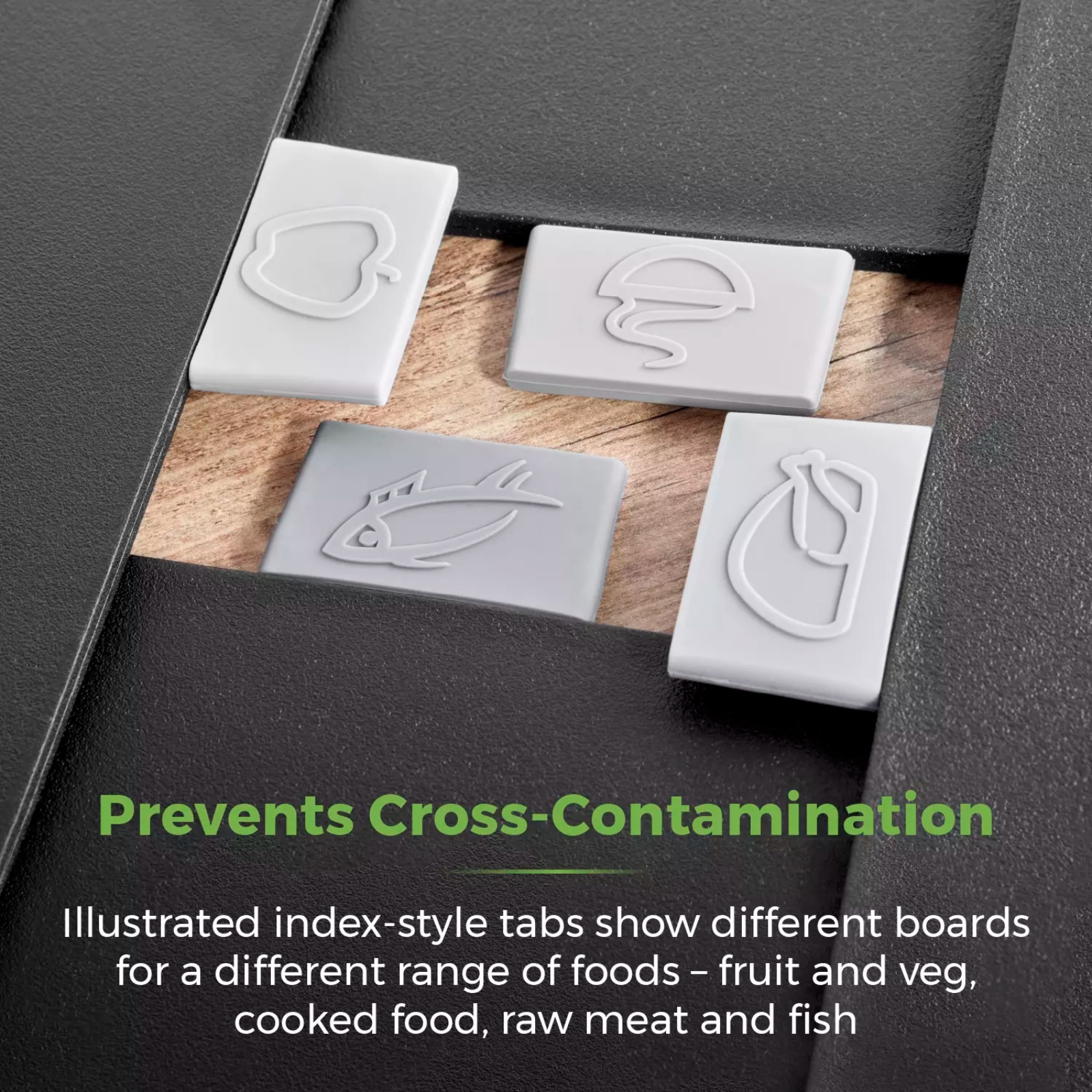 Tower T847041 4 Piece Chopping Board Set Black Tower T847041 4 Piece Chopping Board Set Black - Image 3