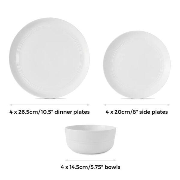 Tower T867023WHT 12 Piece Porcelain Dinner Set White - Image 4