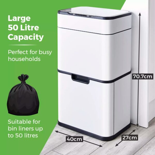 Tower T938021WHT 50L Ozone Recycling Sensor Bin White - Image 4