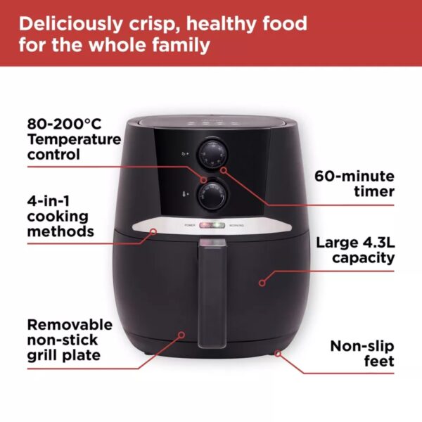 Black And Decker BXAF17091GB 4.3L Manual Air Fryer - Image 3