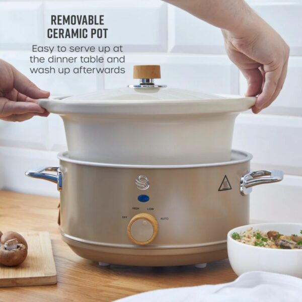 Swan SF17021OAT Nordic 3.5 Litre Slow Cooker Oatmeal - Image 3