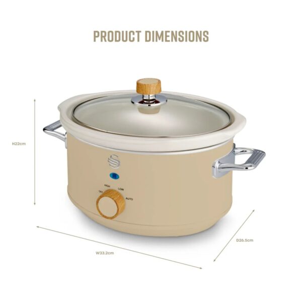 Swan SF17021OAT Nordic 3.5 Litre Slow Cooker Oatmeal - Image 4