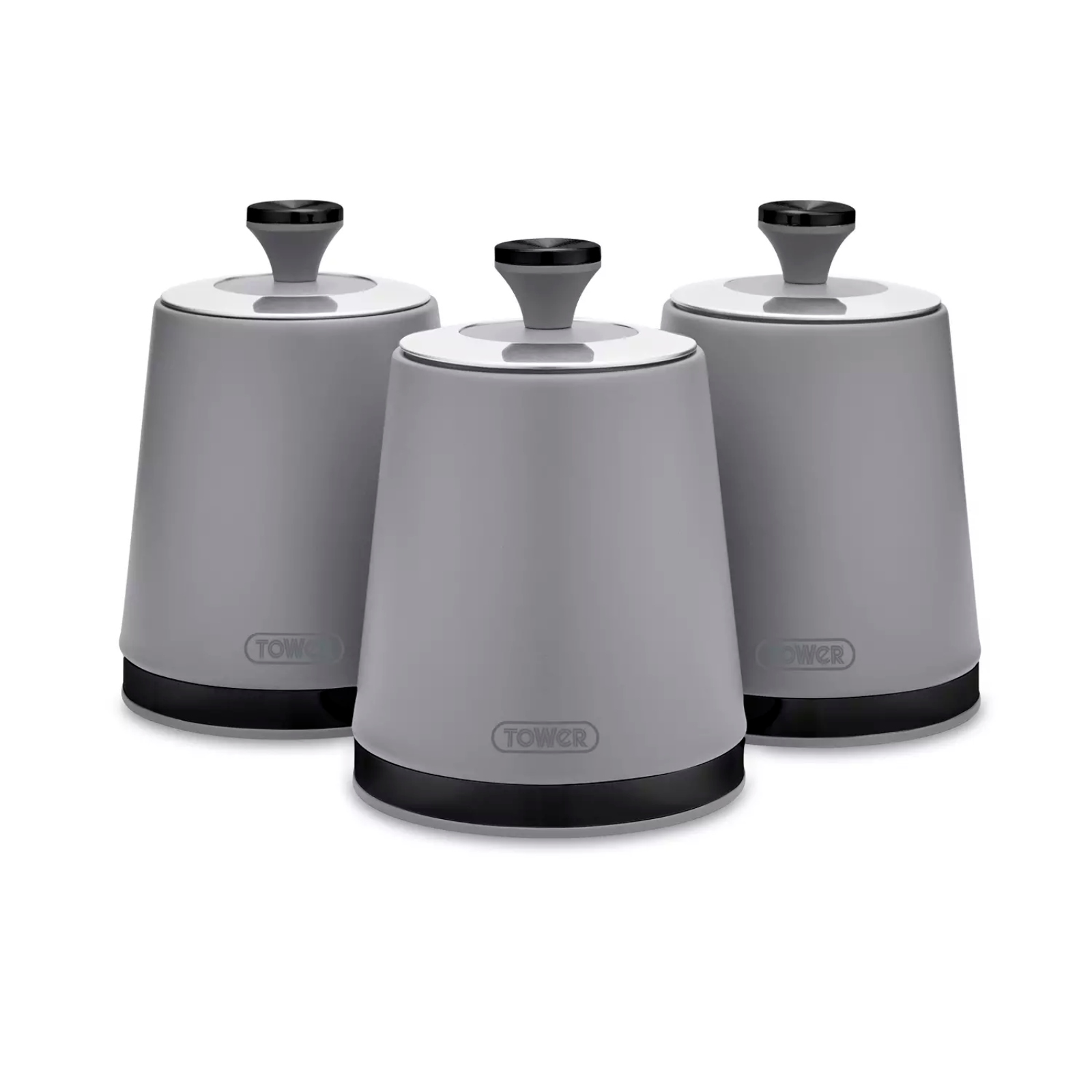 Tower T826137GRY Sera Set of 3 Canisters Grey Tower Sera Set of 3 Canisters Grey