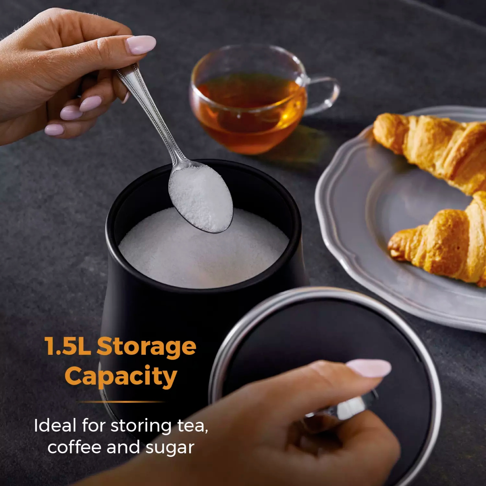 Tower T826176BLK Renaissance Set Of 3 Storage Canister Black Tower T826176BLK Renaissance Set Of 3 Storage Canister Black - Image 2