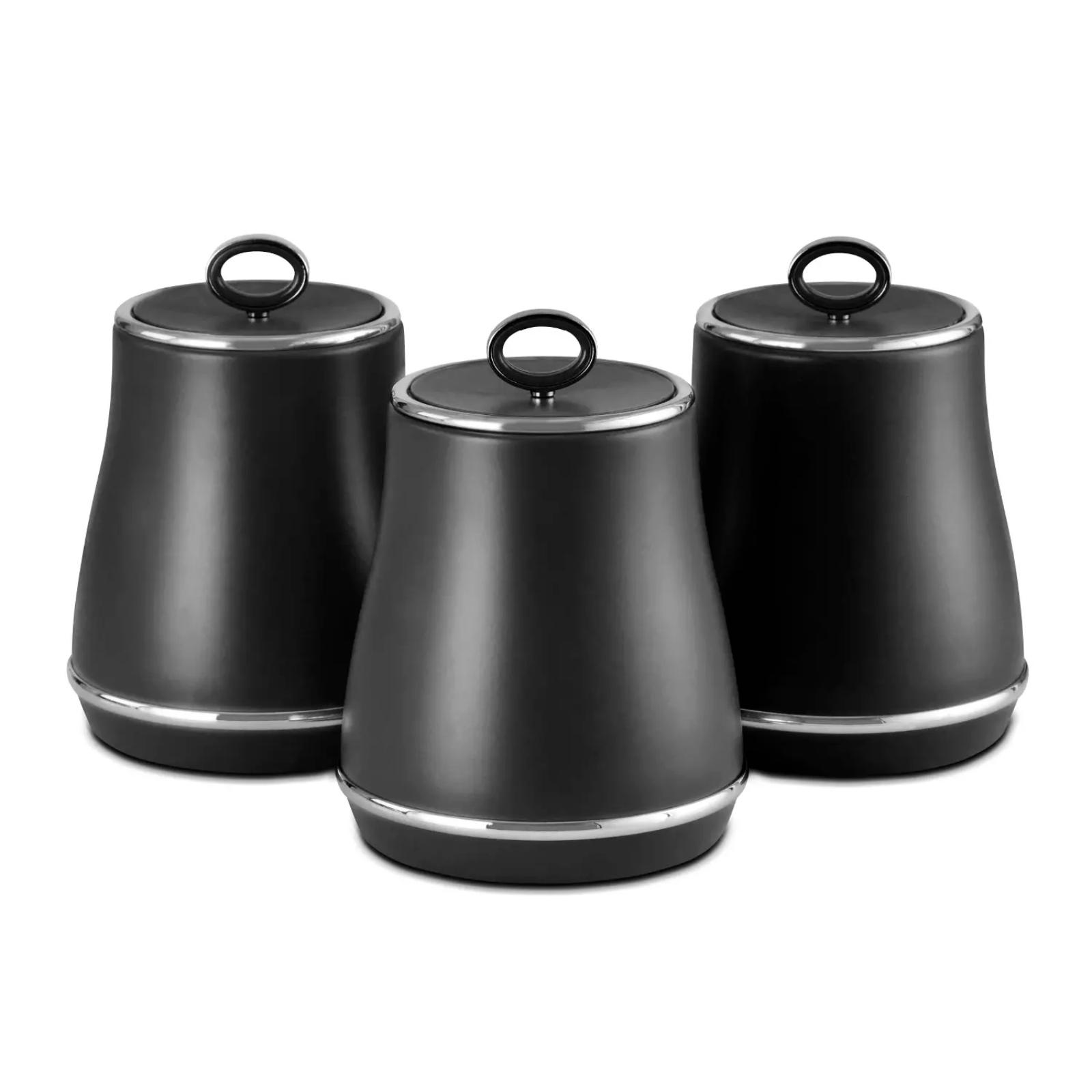 Tower T826176BLK Renaissance Set Of 3 Storage Canister Black Tower Renaissance Set Of 3 Storage Canister Black