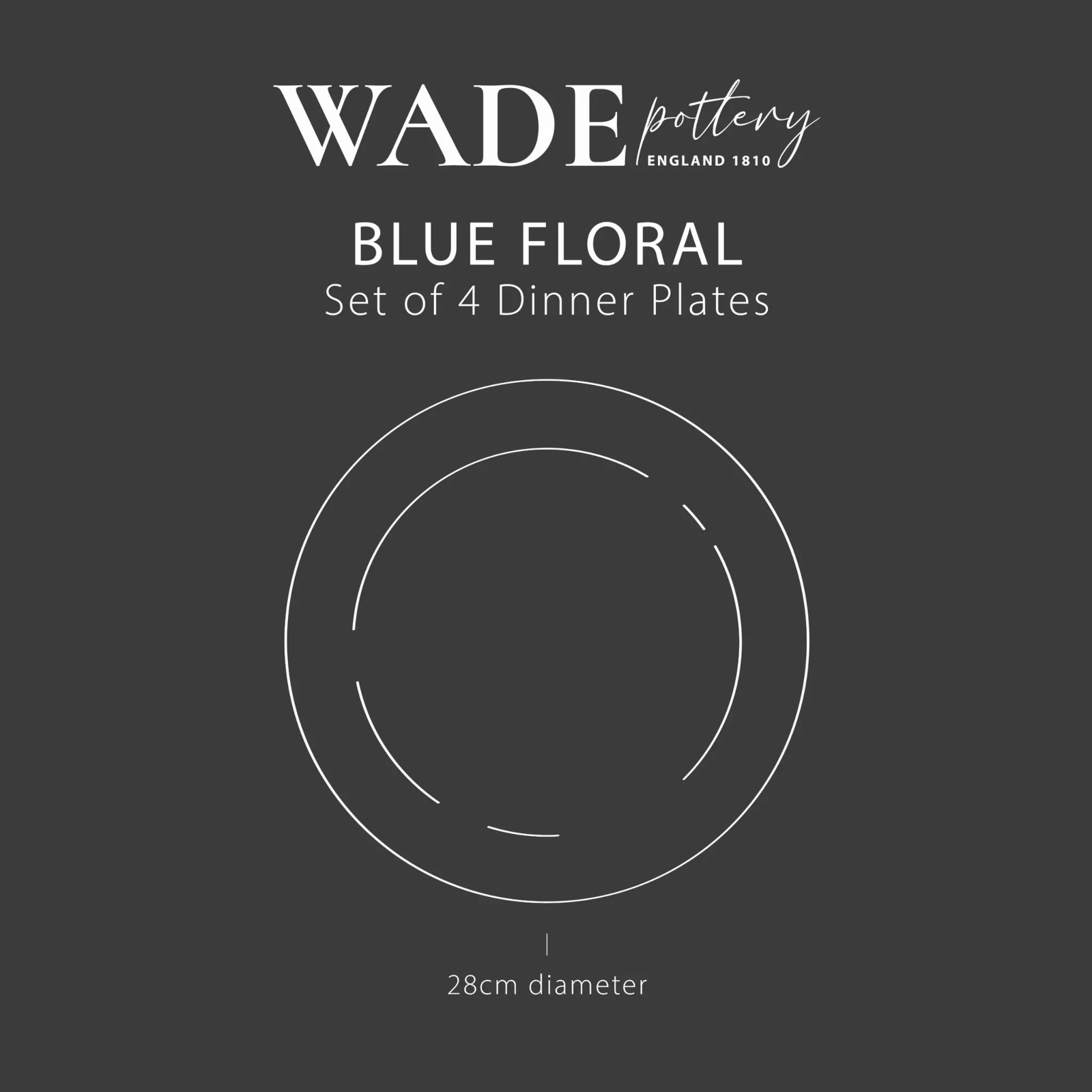 Wade WA967037BLU Set Of 4 Dinner Plates Blue Floral Wade WA967037BLU Set Of 4 Dinner Plates Blue Floral - Image 4