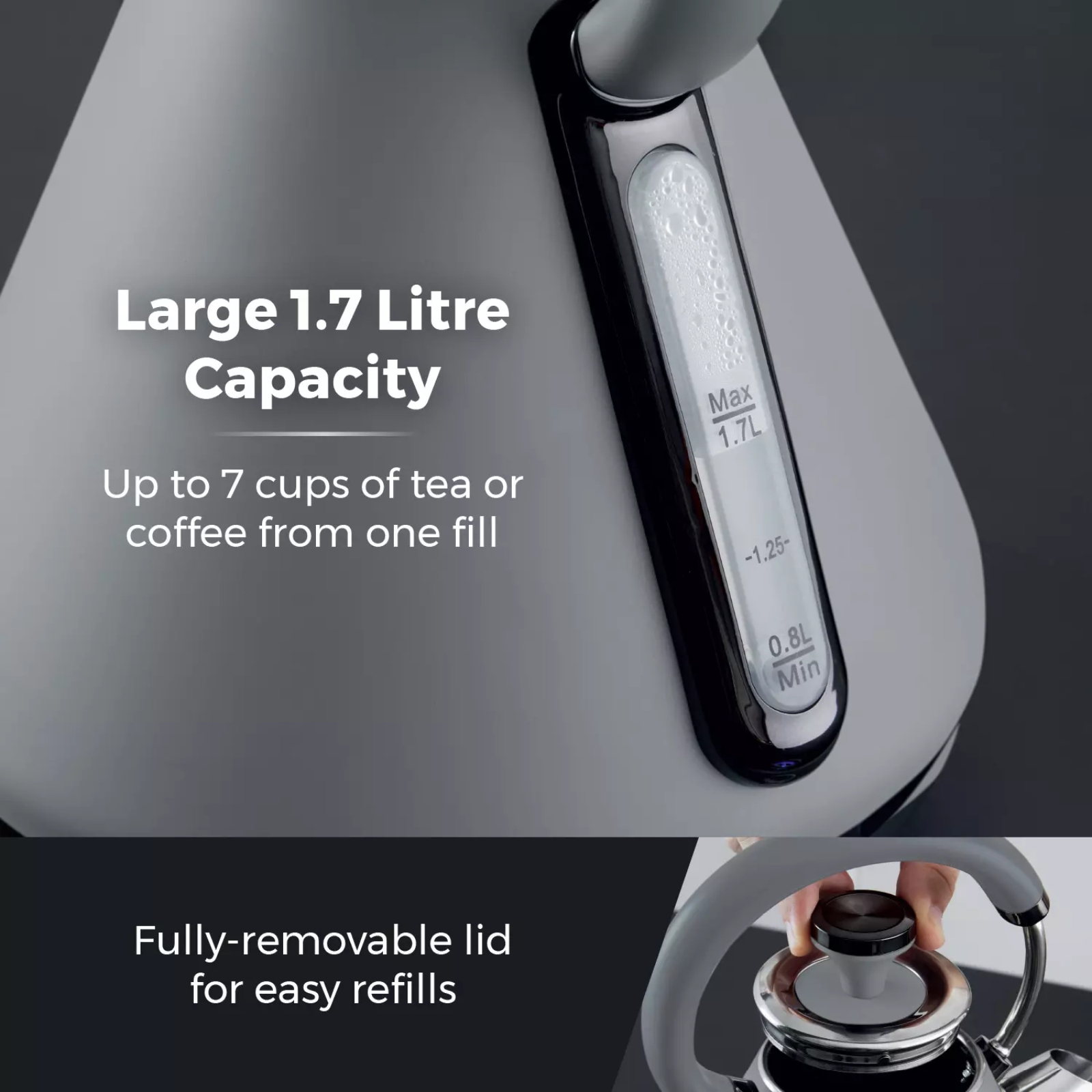 Tower T10079GRY Sera 1.7L 3KW Kettle Grey Tower T10079GRY Sera 1.7L 3KW Kettle Grey - Image 2