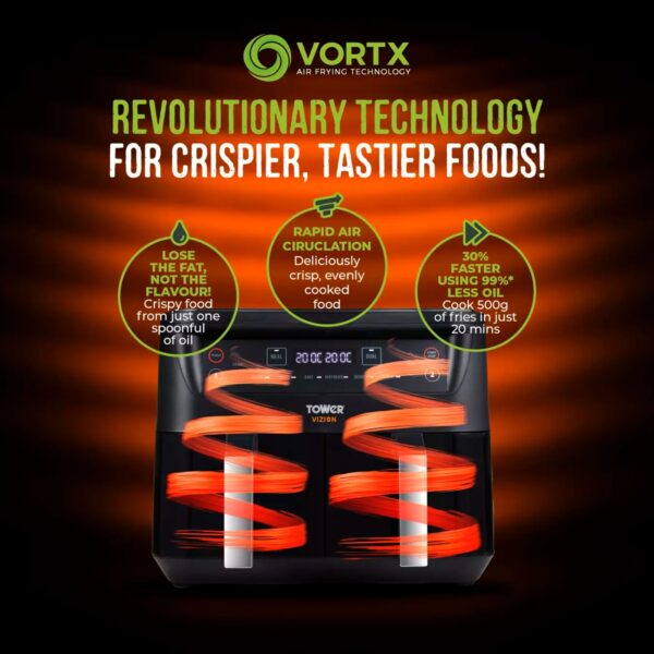 Tower T17104 Vortx Vizion 8L Dual Basket - Image 4