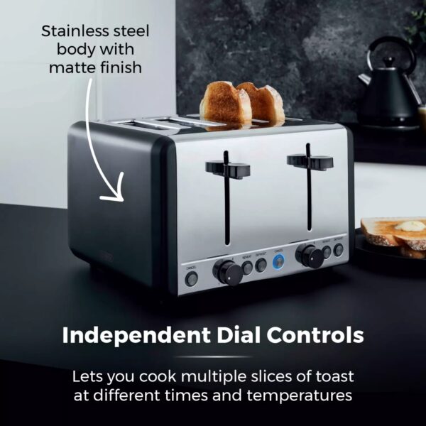 Tower T20086BLK Sera 4 Slice Toaster Black - Image 3