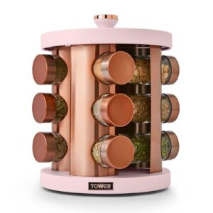 Tower T826022PNK Cavaletto 12 Jar Spice Rack Pink Tower Cavaletto 12 Jar Spice Rack