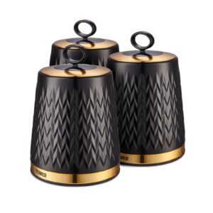 Tower T826091BLK Empire Set of 3 Canisters Black Tower Empire Set of 3 Canisters Black