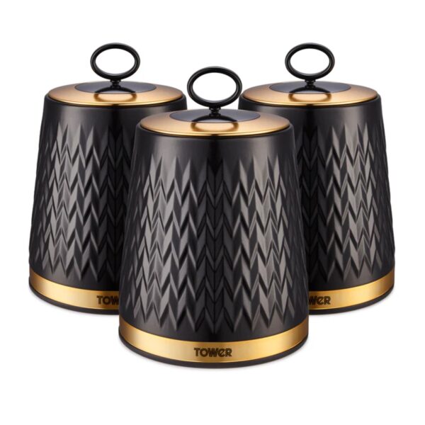 Tower T826091BLK Empire Set of 3 Canisters Black - Image 4