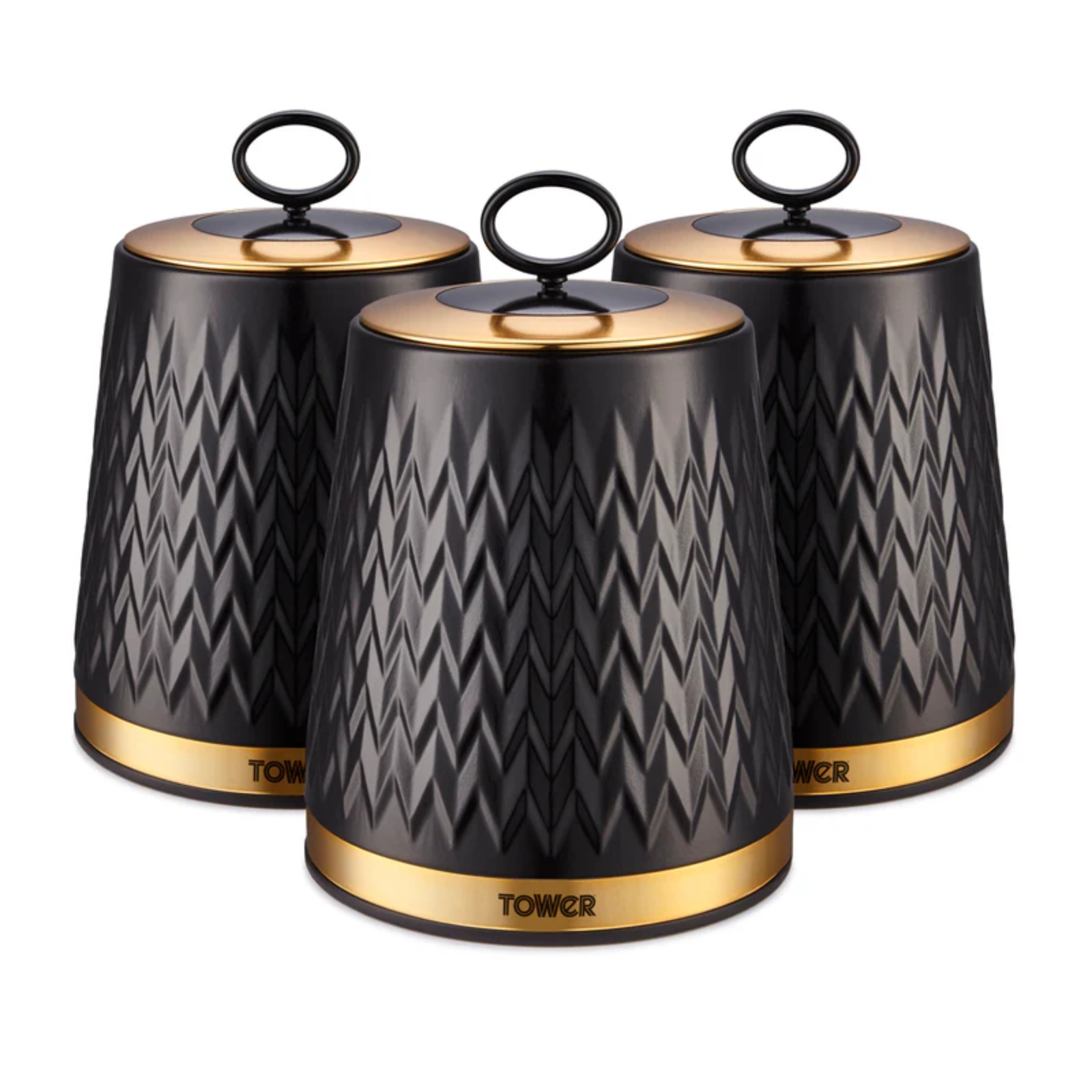 Tower T826091BLK Empire Set of 3 Canisters Black Tower T826091BLK Empire Set of 3 Canisters Black - Image 4