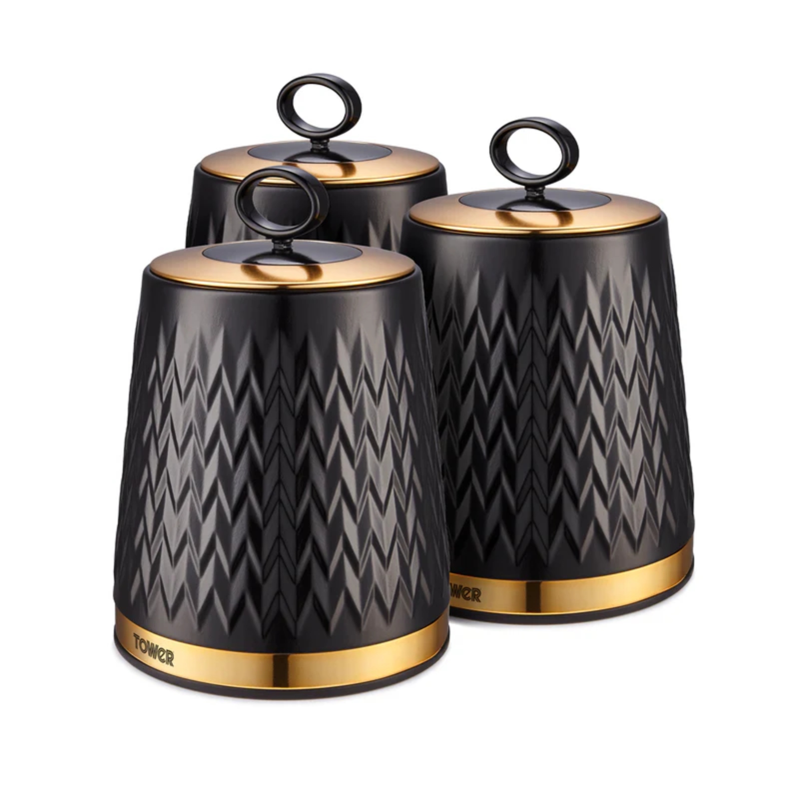 Tower T826091BLK Empire Set of 3 Canisters Black Tower Empire Set of 3 Canisters Black