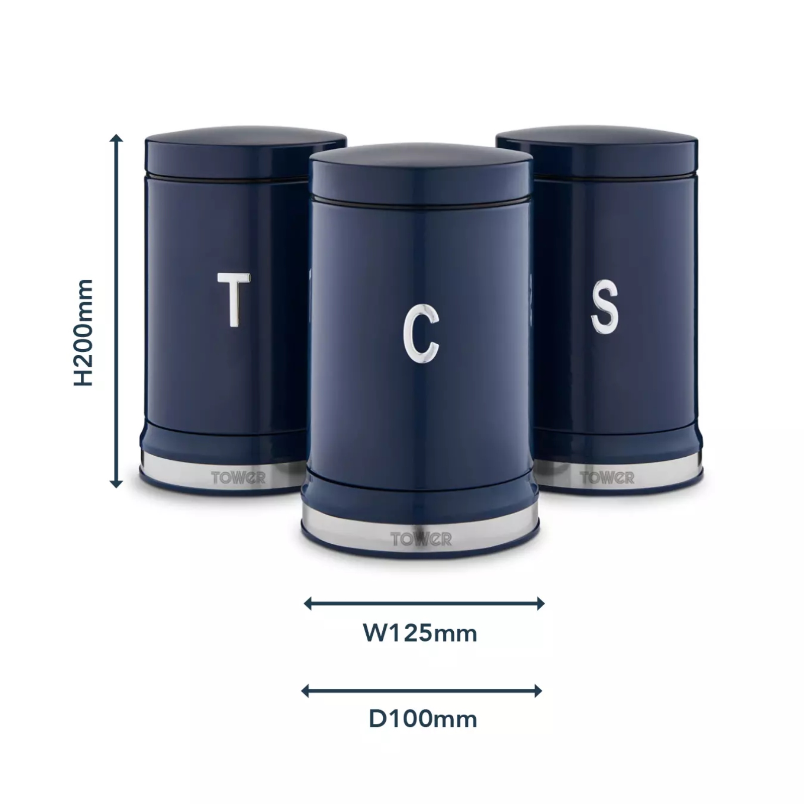 Tower T826171MNB Belle Set of 3 Canisters Midnight Blue Tower T826171MNB Belle Set of 3 Canisters Midnight Blue - Image 4