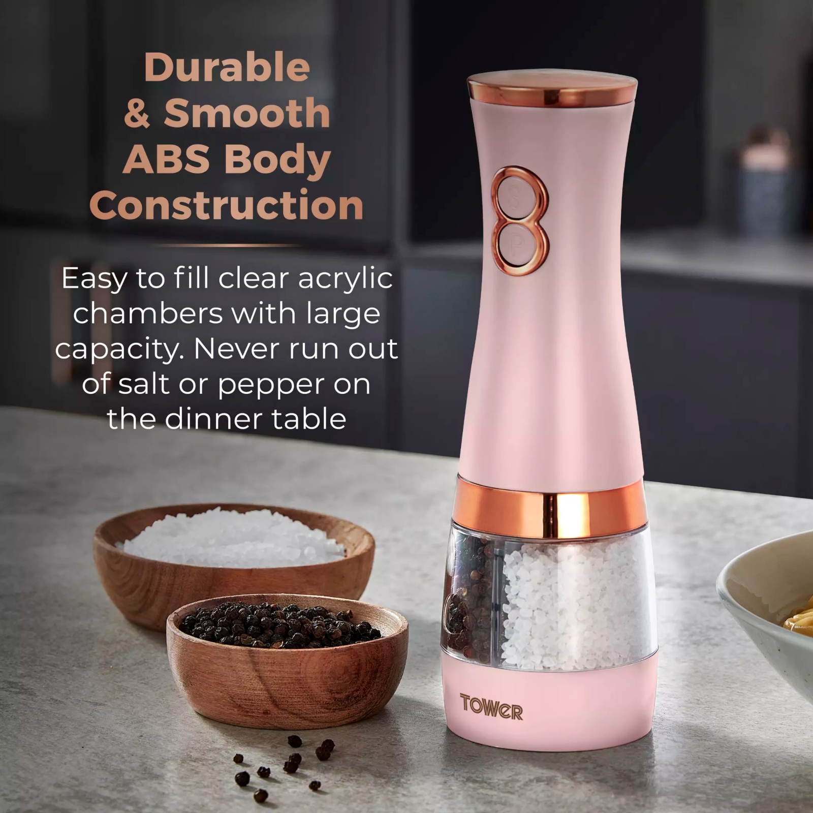 Tower T847004PNK Cavaletto Duo Salt And Pepper Mill Pink Tower T847004PNK Cavaletto Duo Salt And Pepper Mill Pink - Image 2