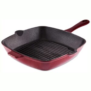 Barbary & Oak 26cm Cast Iron Grill Pan Red