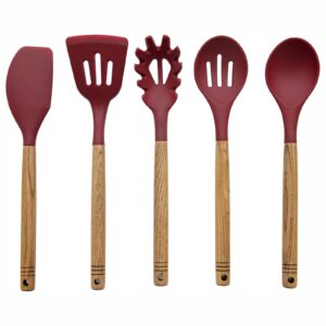 Barbary & Oak 5 Piece Silicone Utensil Set Red