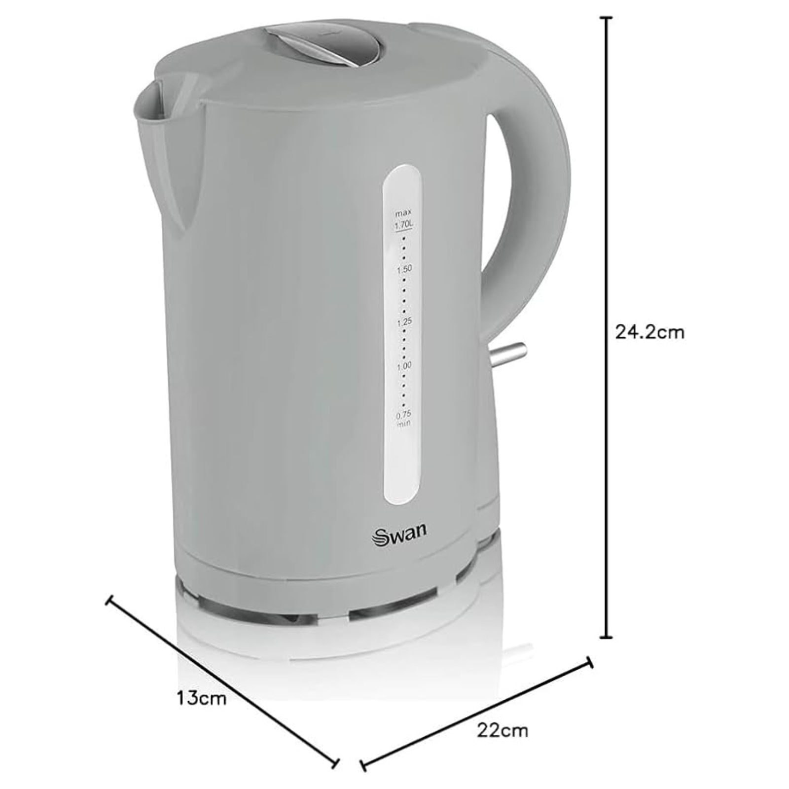 Swan SK18121GRYN 1.7 Litre Jug Kettle Grey Swan SK18121GRYN 1.7 Litre Jug Kettle Grey - Image 3