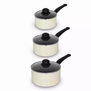 Swan Townhouse 3 Piece Saucepan Set Cream
