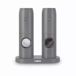 Tower Rechargeable Salt & Pepper Mill Set Grey