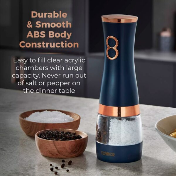 Tower T847004MNB Cavaletto Duo Salt and Pepper Mill Midnight Blue - Image 2