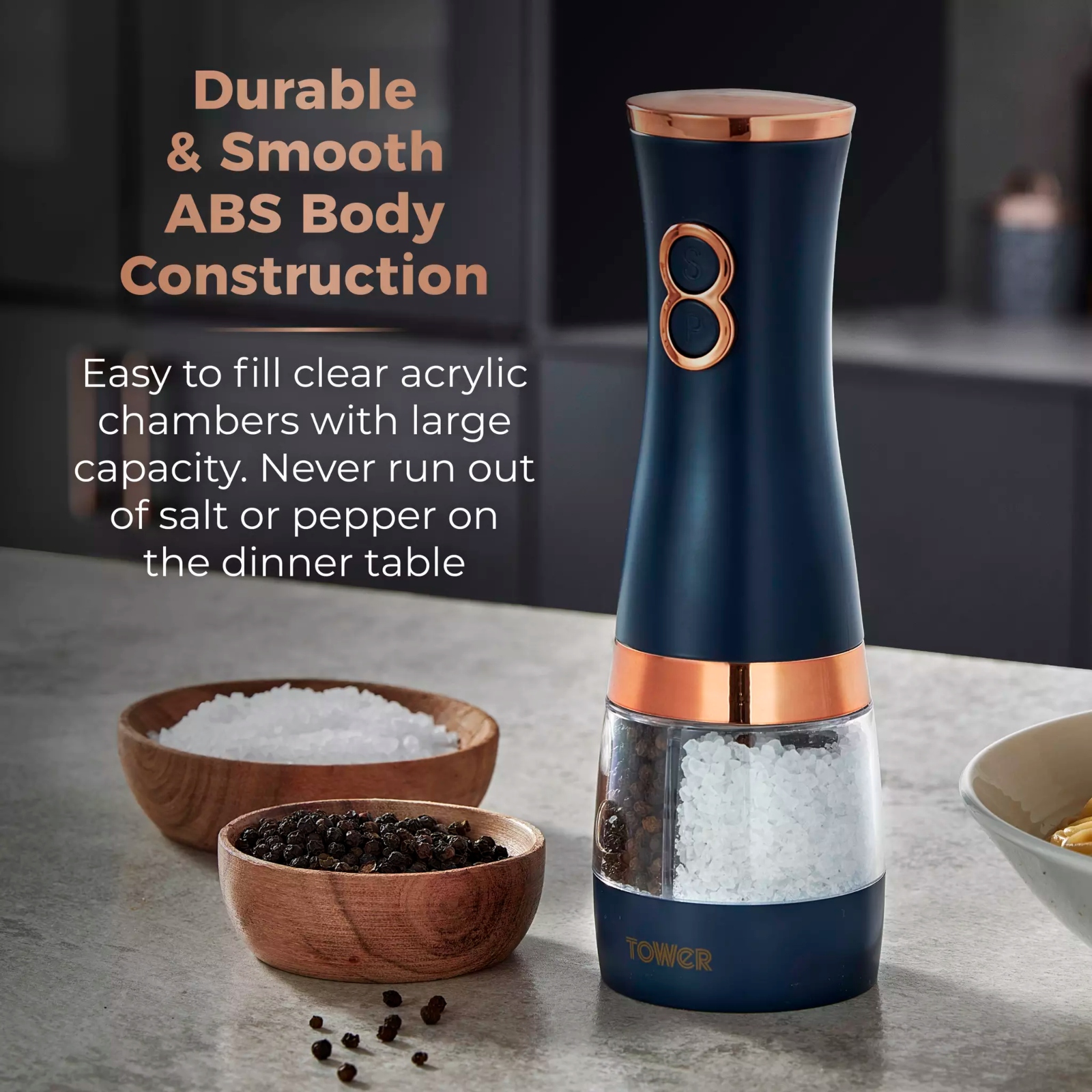 Tower T847004MNB Cavaletto Duo Salt and Pepper Mill Midnight Blue Tower T847004MNB Cavaletto Duo Salt and Pepper Mill Midnight Blue - Image 2