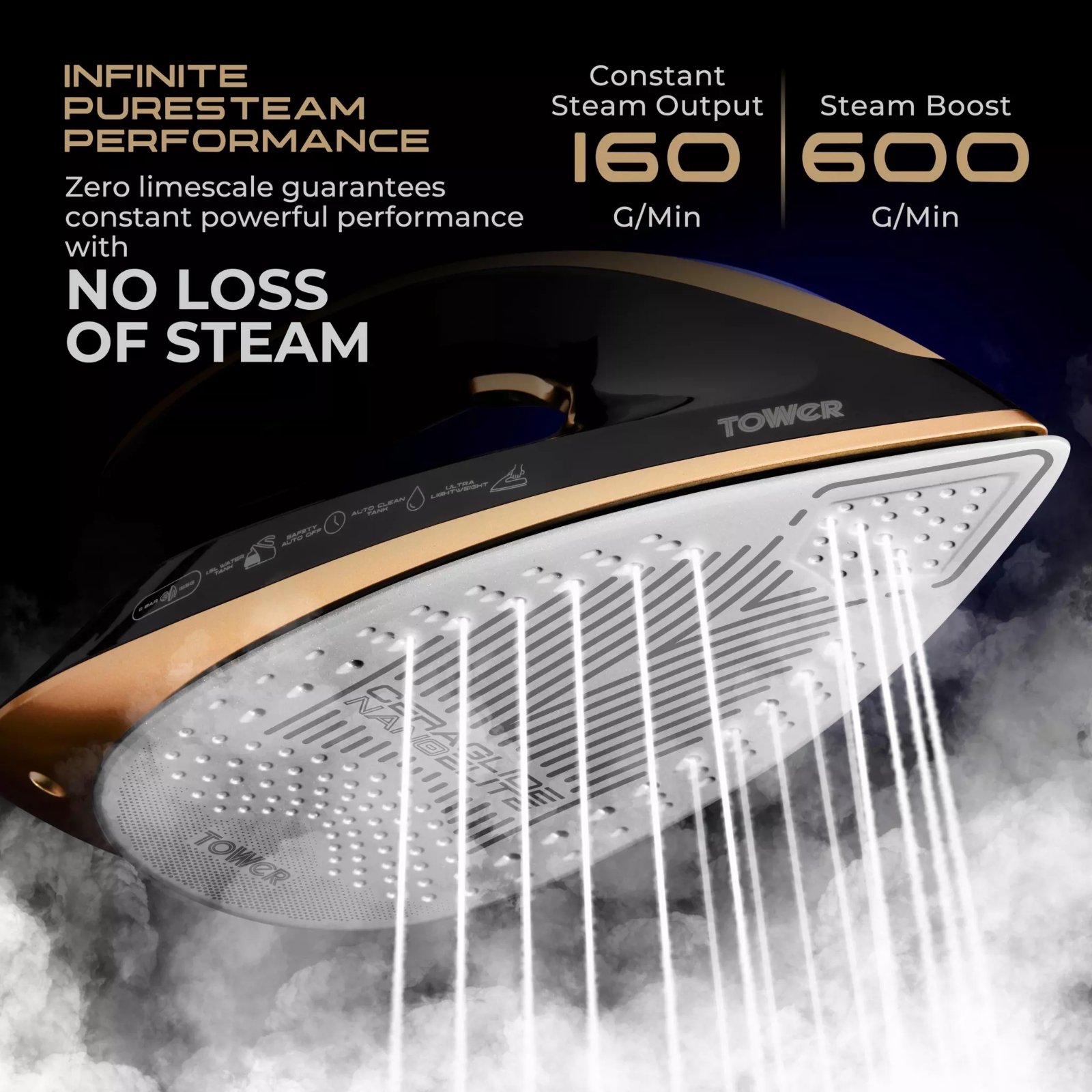 Tower T22030GLD Pure Steam Infinity Xpress 8 Bar Steam Generator Black Tower T22030GLD Pure Steam Infinity Xpress 8 Bar Steam Generator Black - Image 3