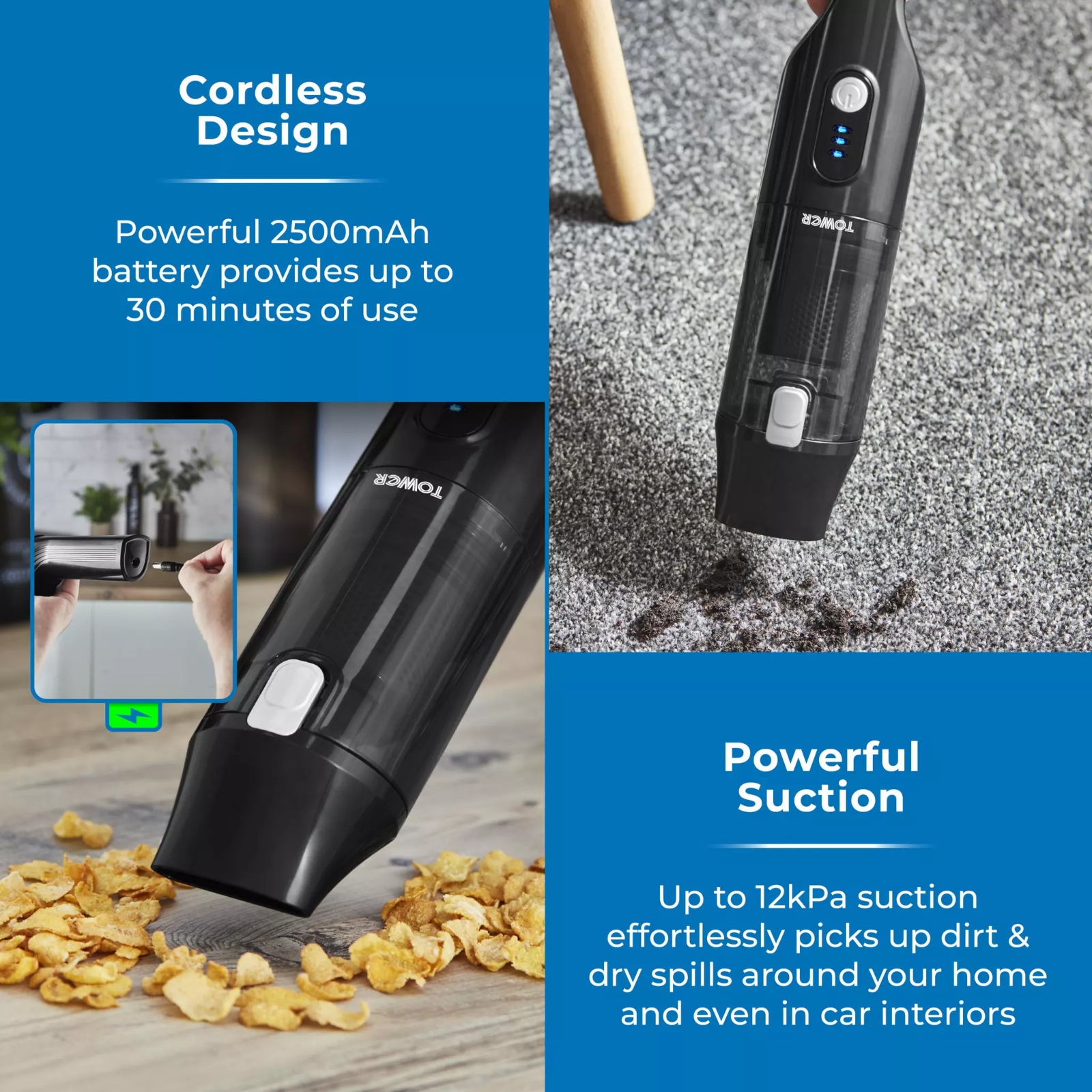 Tower T527000 Optimum Handheld Cordless Vacuum Cleaner Tower T527000 Optimum Handheld Cordless Vacuum Cleaner - Image 2