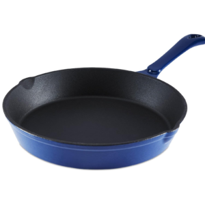 Barbary & Oak BO800255BLU Cast Iron Round Fry Pan with Durable Enamel Interior, 26cm, Limoges Blue