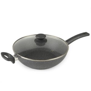 Salter BW09337AR Marblestone 28cm Wok With Glass Lid Salter Marblestone 28cm Wok With Glass Lid